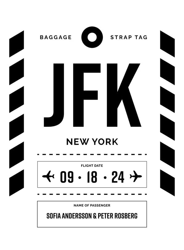 Prints - Baggage Tag No2 White Personal Poster (30x40 cm) - Personalised prints