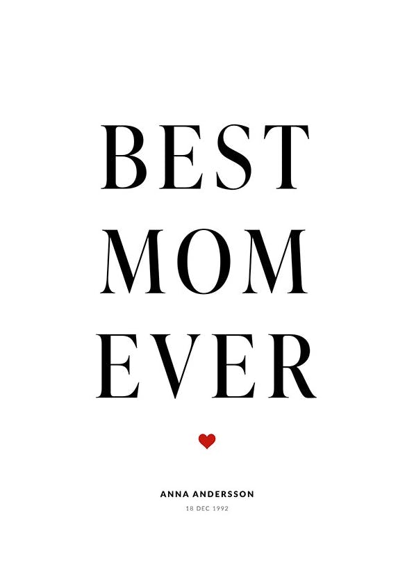 Personliga tavlor Best Mom Personal Poster (50x70 cm)