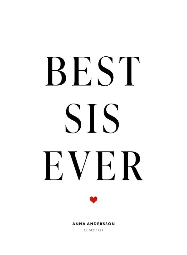 Personliga tavlor Best Sis Personal Poster (30x40 cm)