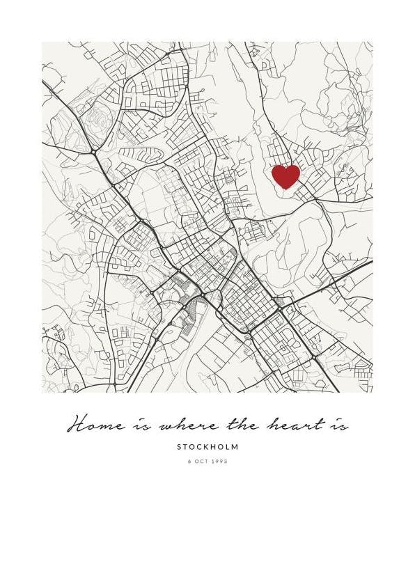 Heart on Map Personal Plakat (30x40 cm)- Plakaty ze współrzędnymi i miejscami