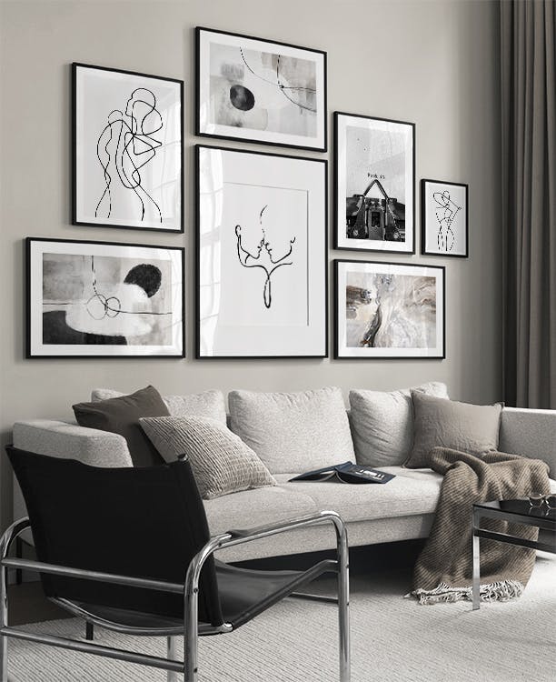 Black & White Shapes gallery wall