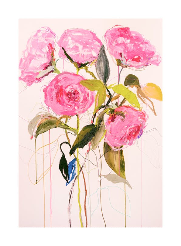 Leigh Viner - Magenta Roses Affiche (50x70 cm) - Leigh Viner