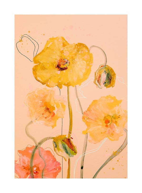Leigh Viner - Poppy Peach Affiche (50x70 cm) - Leigh Viner