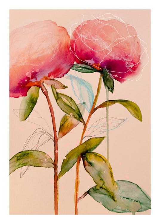 Leigh Viner - Artsy Peonies No2 Poster 0