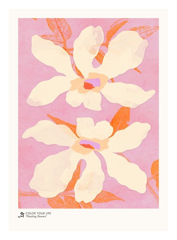 Sylvia Takken - Floating Flowers Plakat (21x30 cm)- Sylvia Takken