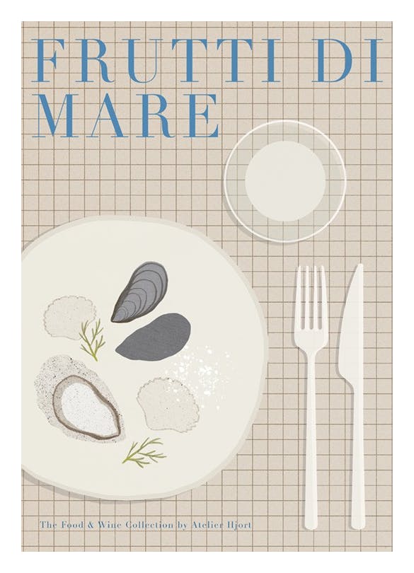 Julia Hallström Hjort - Frutti Di Mare Illustration Poster (30x40 cm)- Julia Hallström Hjort