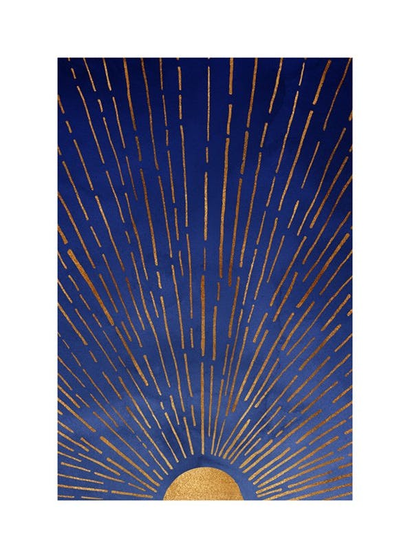 Kristian Gallagher - Twilight Blue and Metallic Gold Sunrise Poster (30x40 cm)