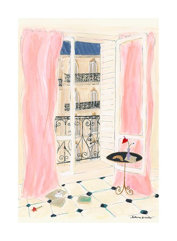 Katharina Puritscher - Croissant and Book Juliste (50x70 cm)  Katharina Puritscher