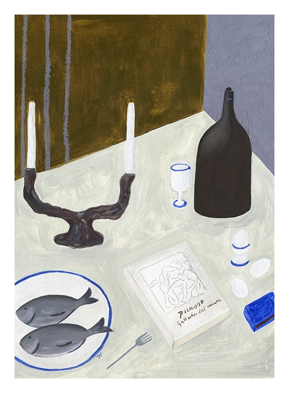 Isabelle Vandeplassche - Still Life with Fish Print (30x40 cm)