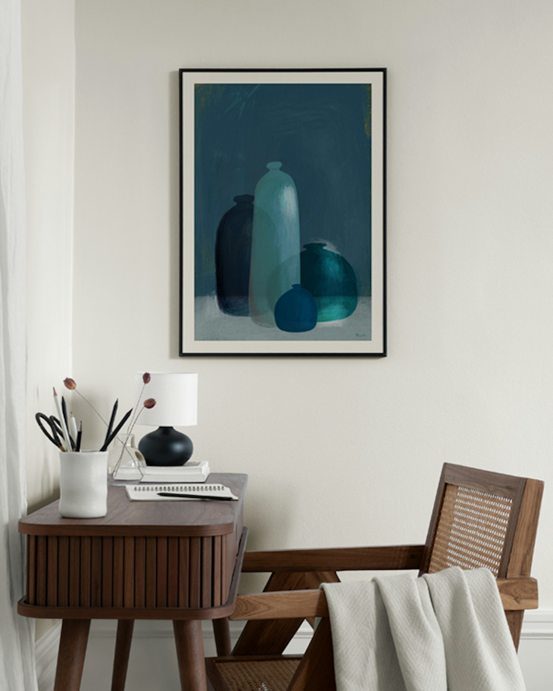 Marco Marella - Still Life With Blue Glass Vases Poster