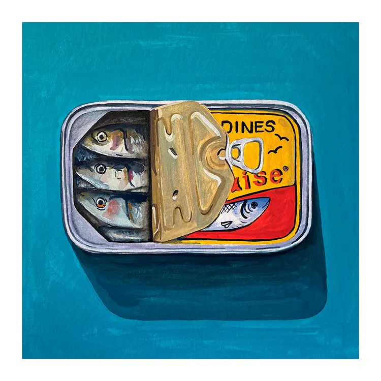 Lot de 10 grandes étiquettes de sardines vintage années 1950 Lot de 10 grandes étiquettes de sardines vintage années 1950