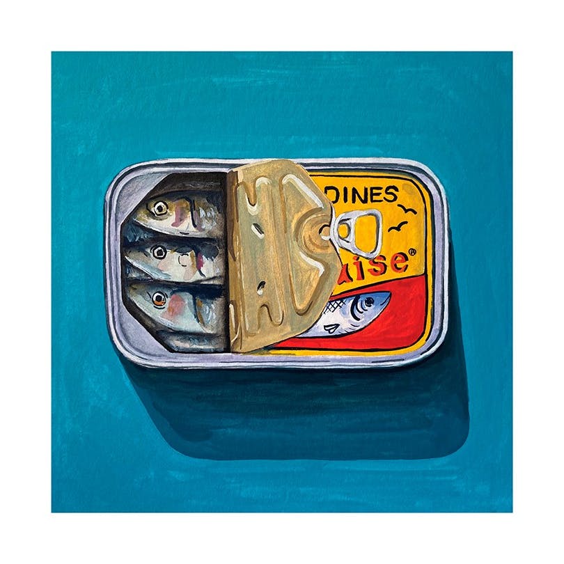 Kate Birch - Tin of Sardines Print (50x50 cm)