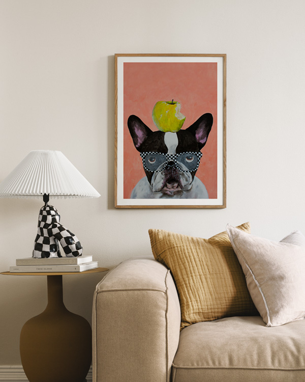 Paris - French Bulldog with Apple Plakat