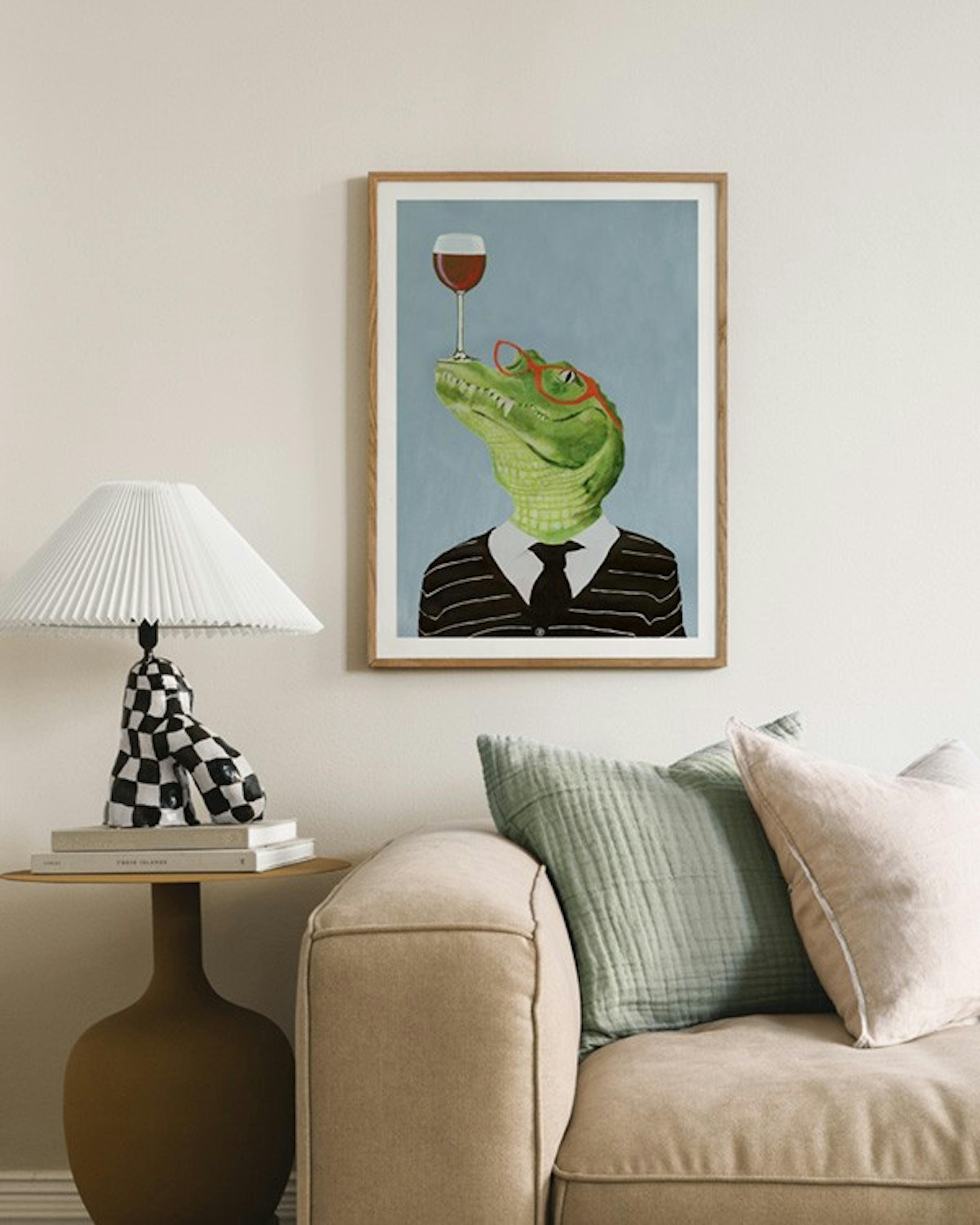 Coco De Paris - Alligator with Wine Glass Poster