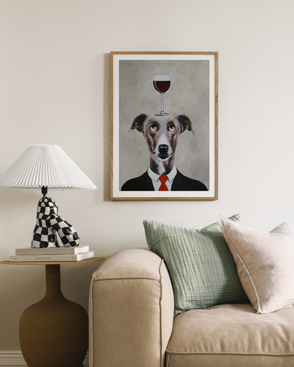 Coco Paris - Greyhound with Wine Glass Plakat