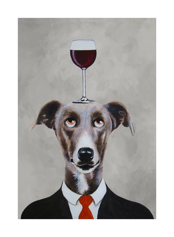 Coco De Paris - Greyhound with Wine Glass Print (30x40 cm)