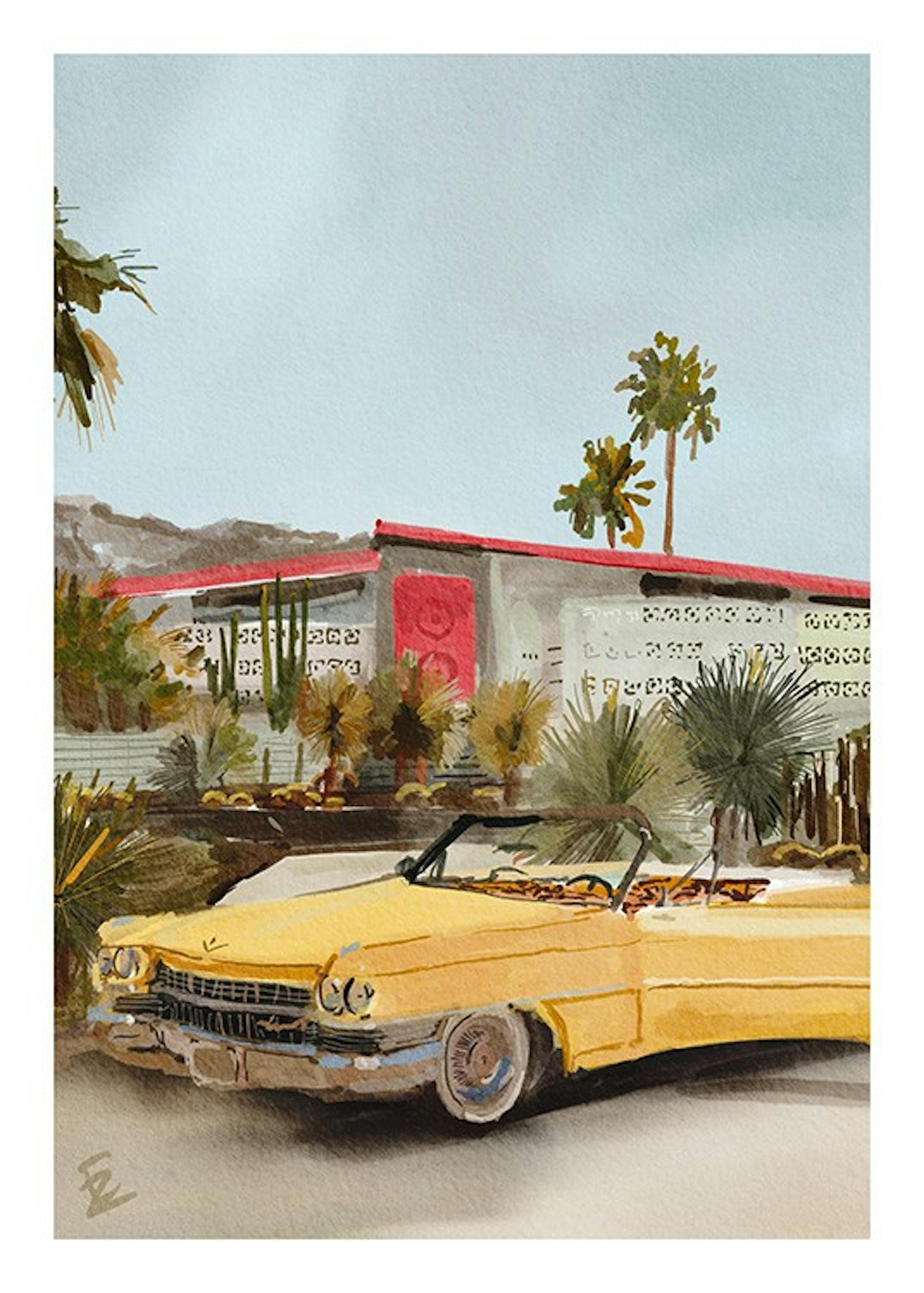 Ekaterina Zagorska - Me and My Cadillac in Palm Springs Print