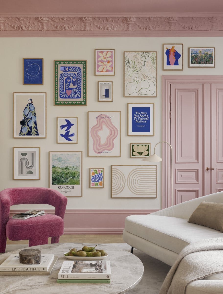 Artsy Pink gallery wall