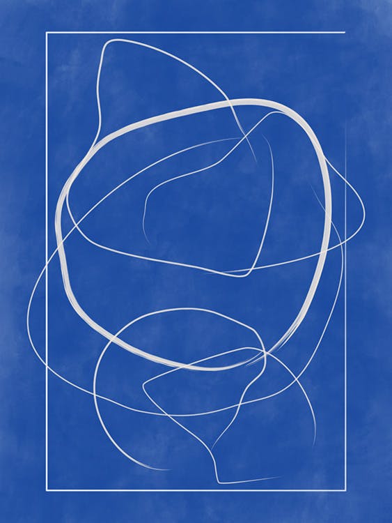 The Print Republic - Abstract Blue Lines Affiche 0