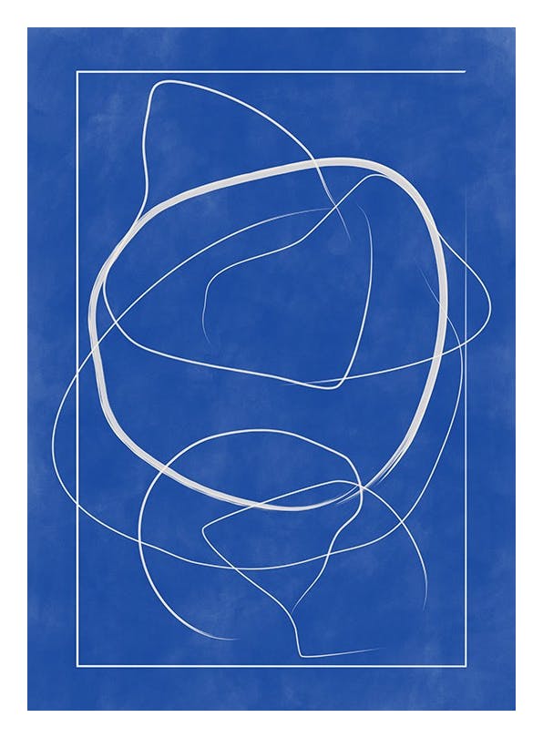 The Print Republic - Abstract Blue Lines Print (50x70 cm)