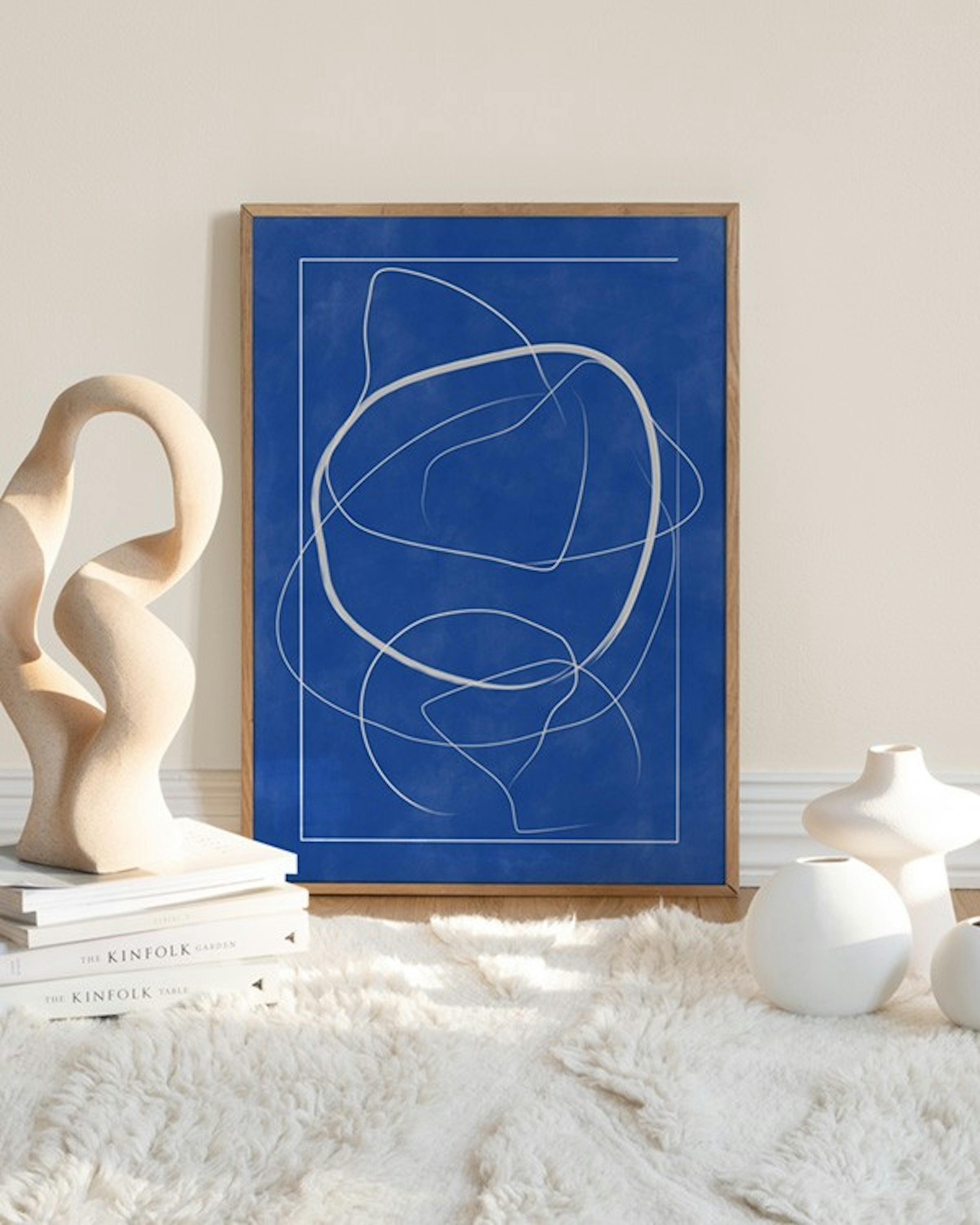 The Print Republic - Abstract Blue Lines Affiche