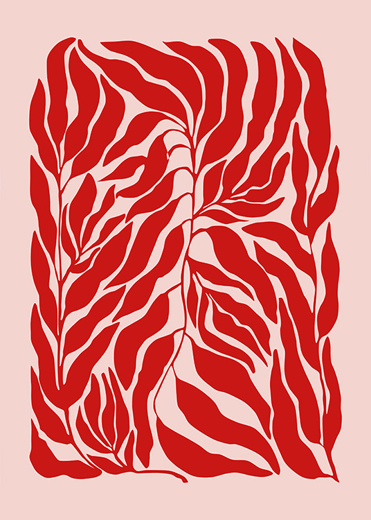 The Print Republic - Red & Pink Botanical Poster
