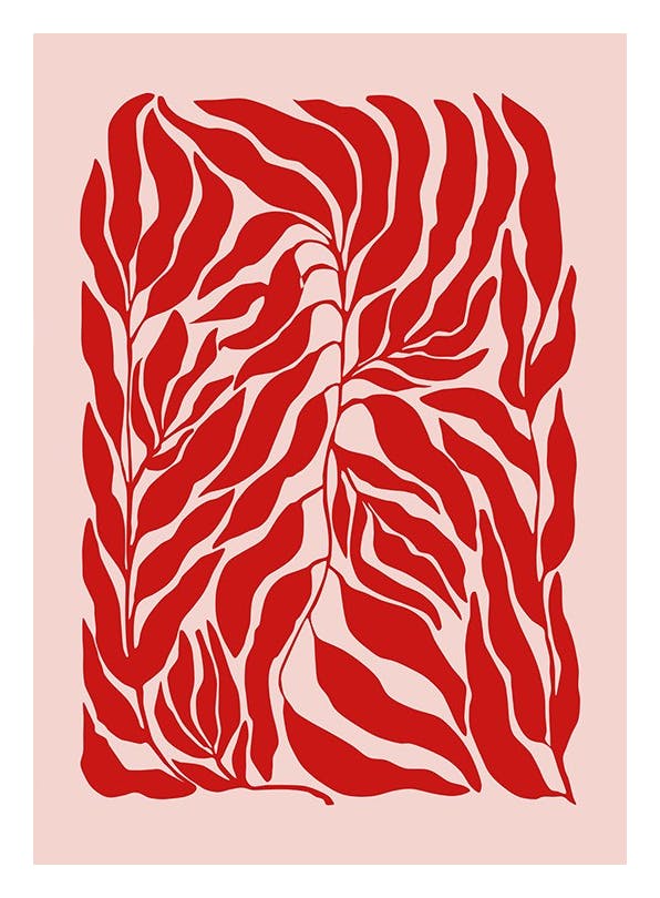 The Print Republic - Red & Pink Botanical Print (21x30 cm)