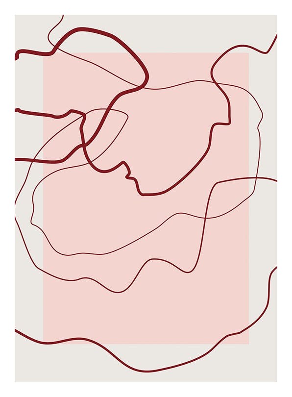 The Print Republic - Abstract Red Lines Print (50x70 cm)