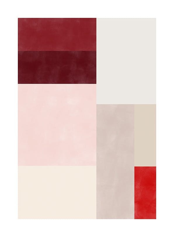 The Print Republic - Red & Pink Colour Block Print (30x40 cm)