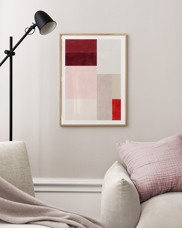 The Print Republic Red & Pink Colour Block Poster