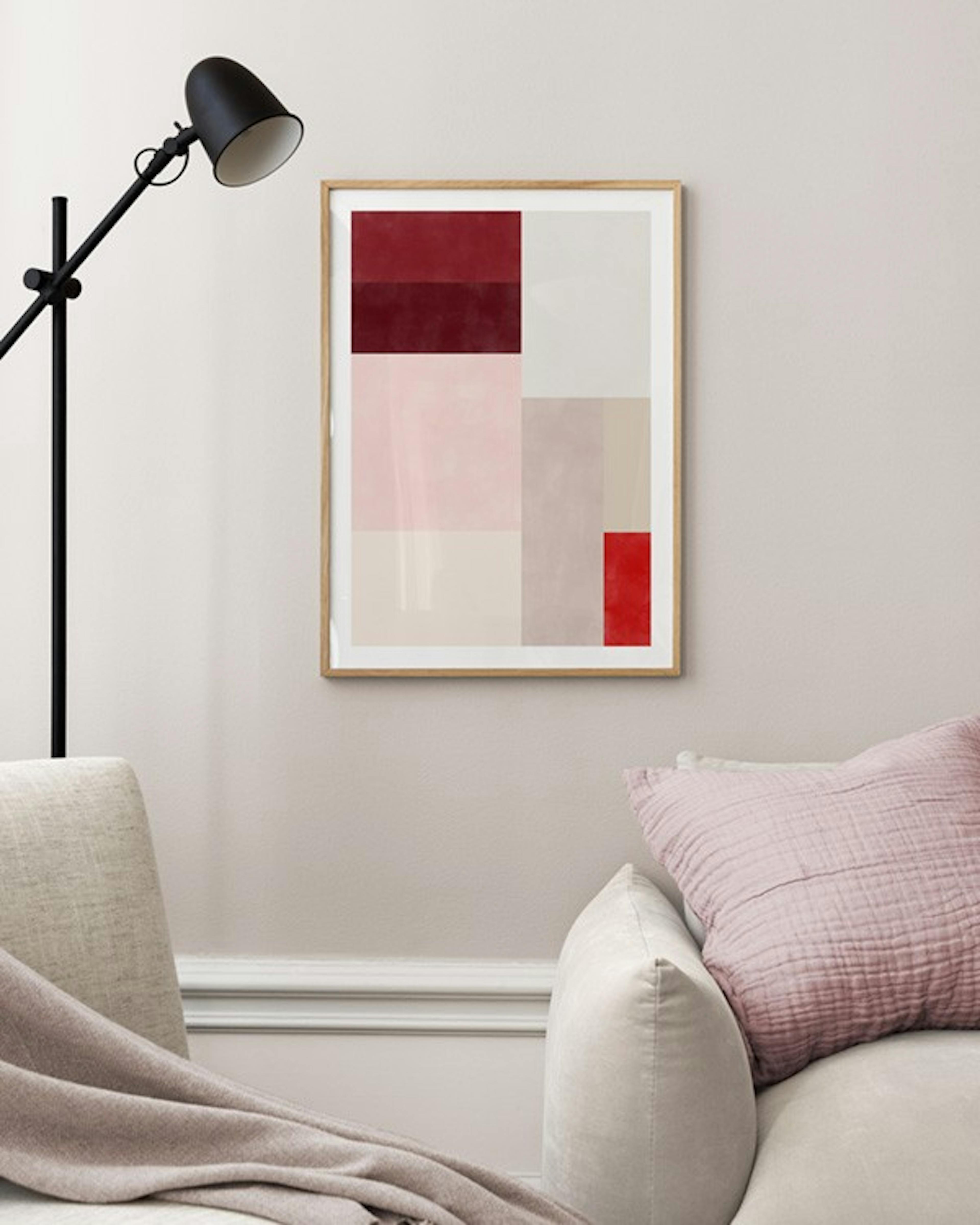 The Print Republic - Red & Pink Colour Block Poster