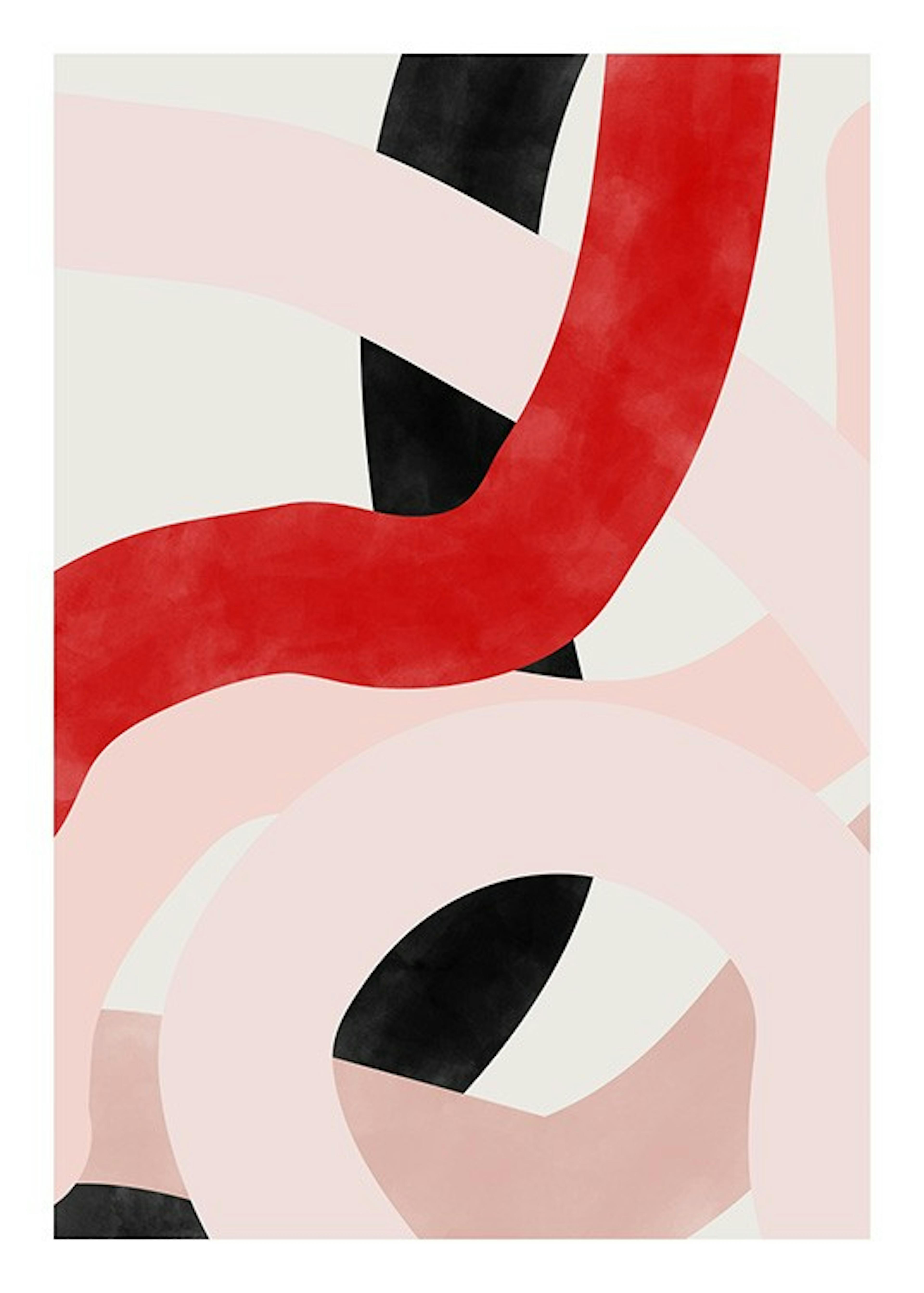 The Print Republic - Red & Pink Abstract Shapes Print