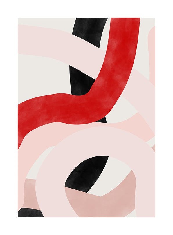 The Print Republic - Red & Pink Abstract Shapes Plakat (50x70 cm)