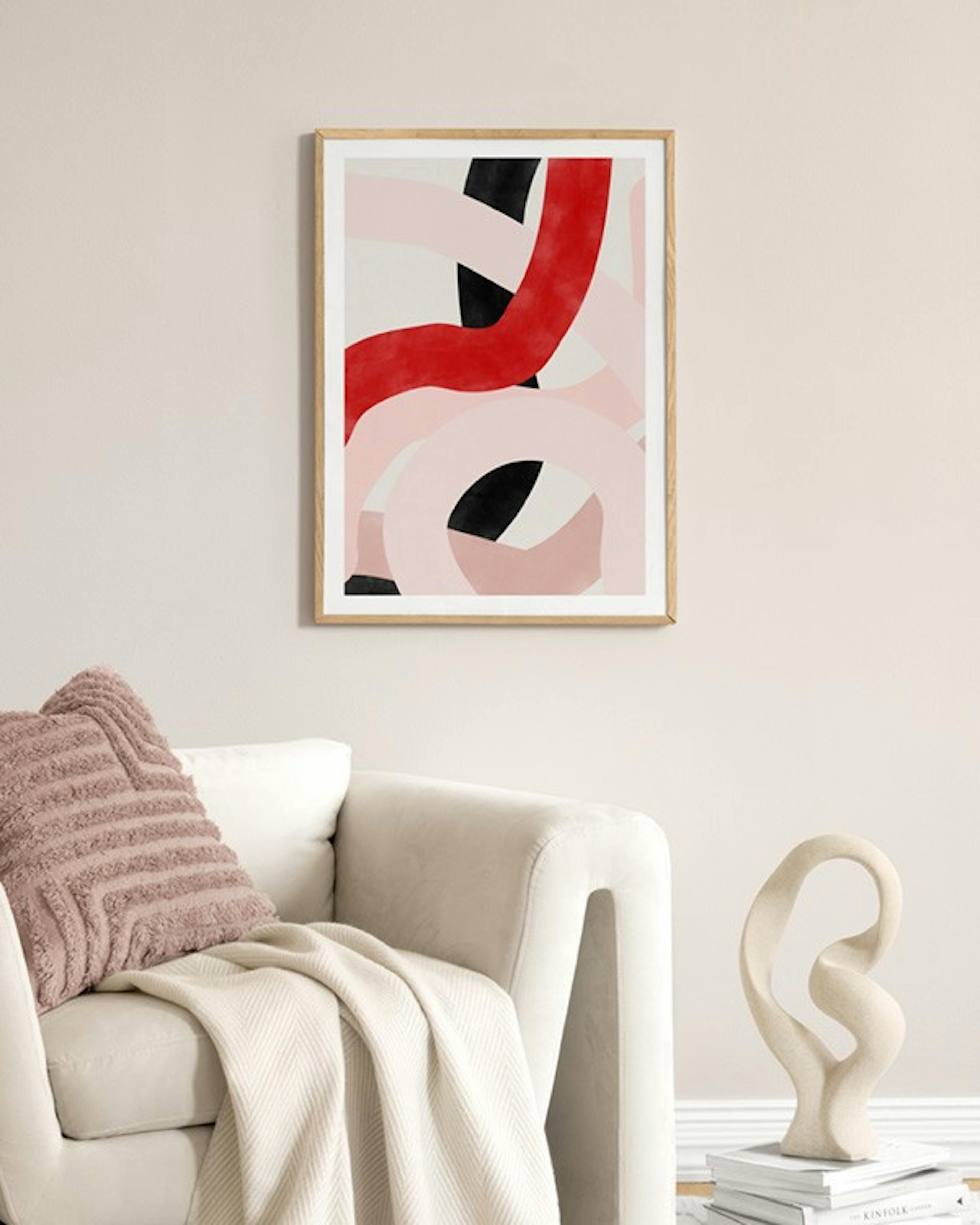 The Print Republic - Red & Pink Abstract Shapes Poster