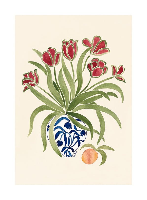 La Poire - Red Tulips Print (50x70 cm)