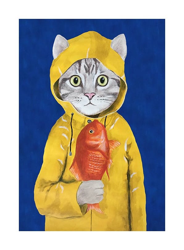 Coco de Paris - Cat with Fish Print (30x40 cm)