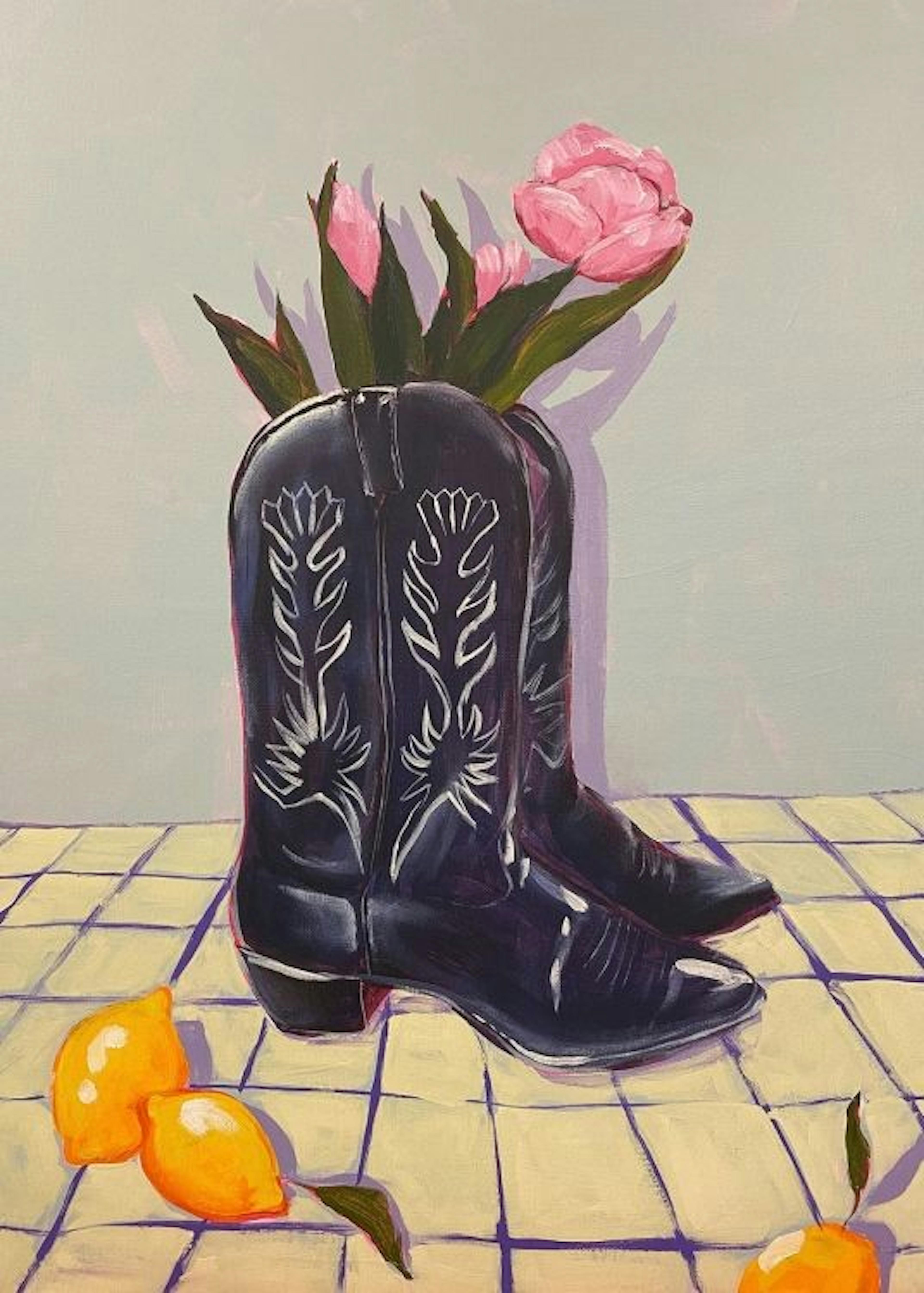 Lindsey Cherek - Still Life with Tulips in Boots Print