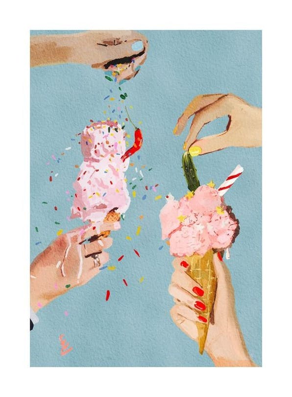 Ekaterina - Zagorska - Pickle & Chili Ice Cream Print (50x70 cm)