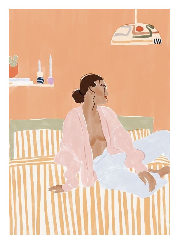 Ivy Green - Woman Lounging on the Bed Poster (30x40 cm)