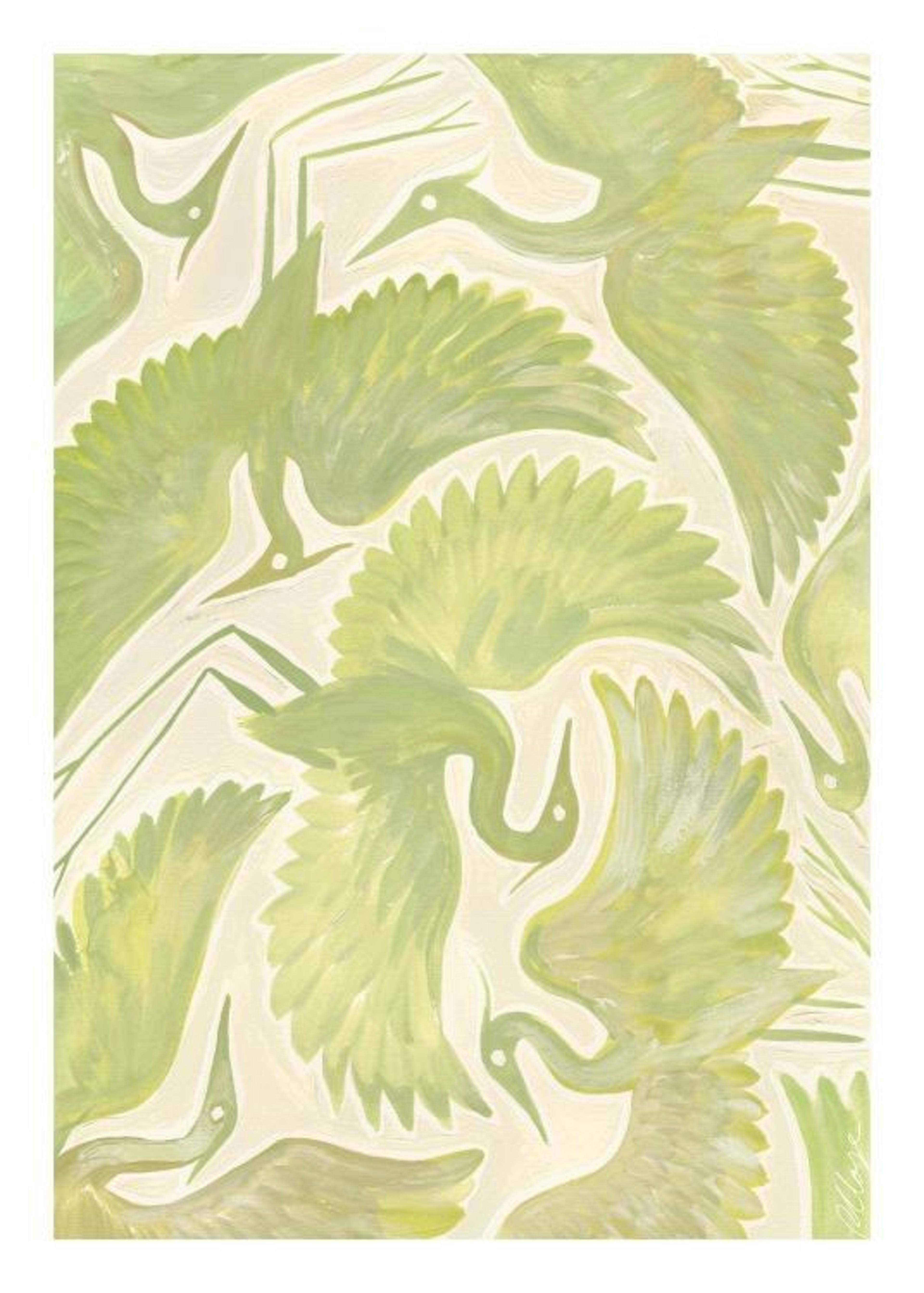 Rosanna Corfe - Green Herons Print