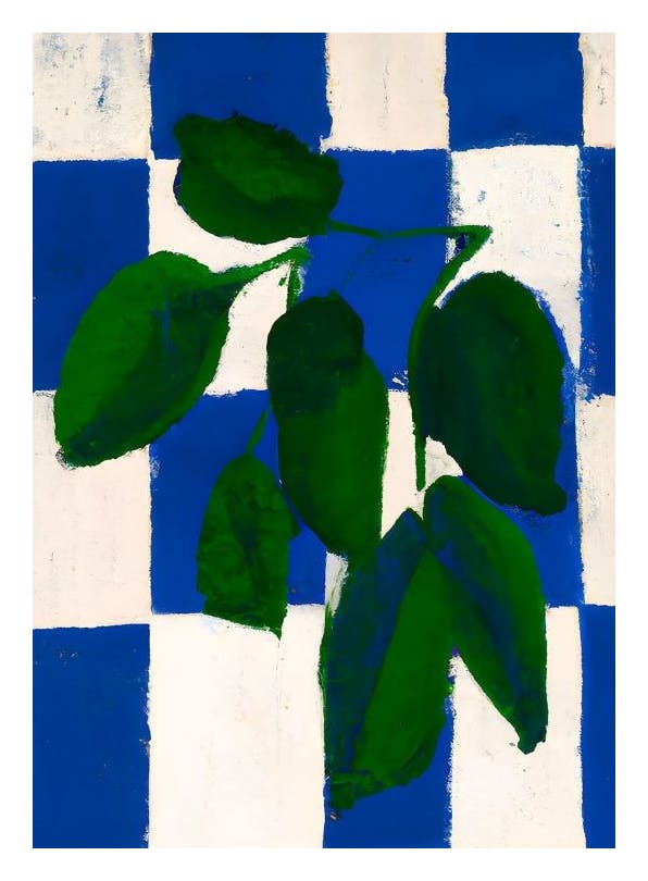Merel Takken - Checkered Greenery Print (50x70 cm)