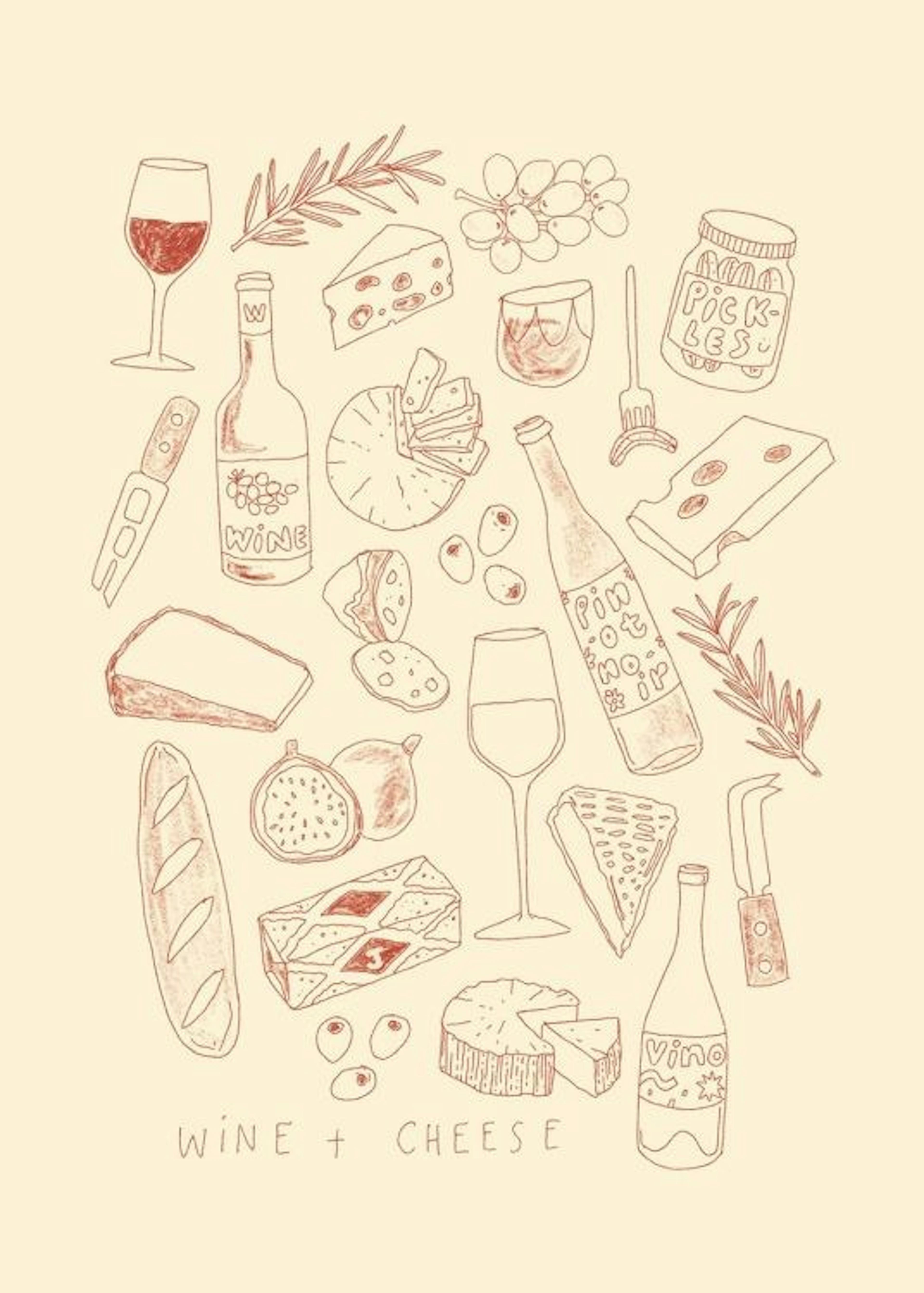 Lauren Emmett - Wine and Cheese Plakat 0