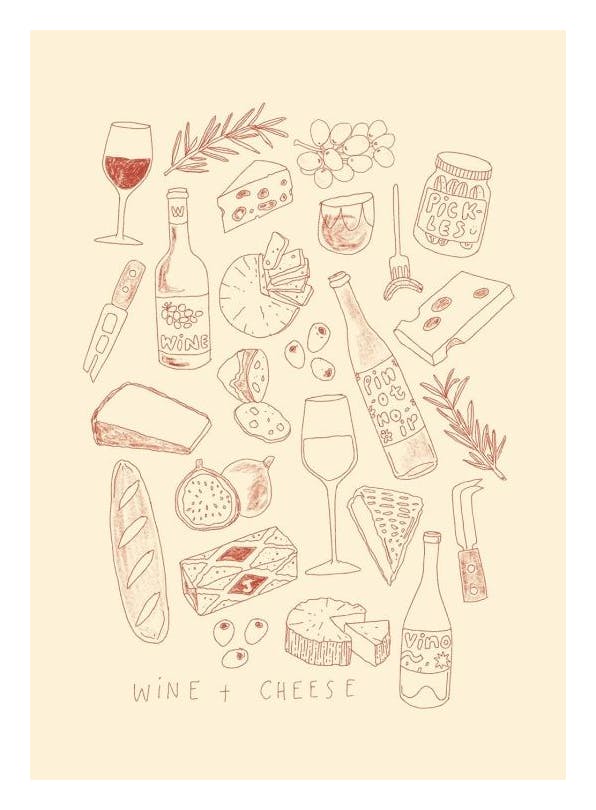 Lauren Emmett - Wine and Cheese Poster (50x70 cm)