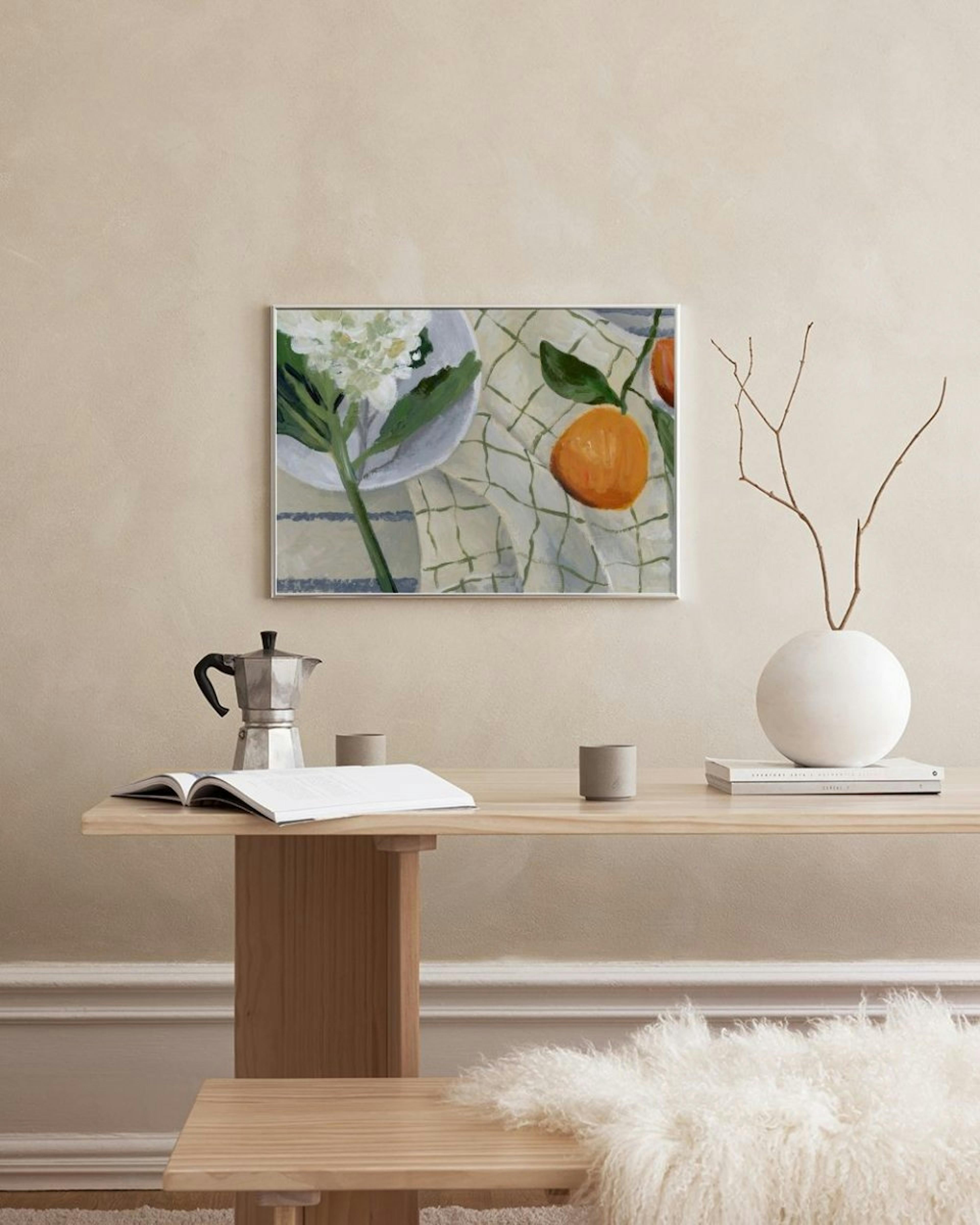 Lauren Bencivengo - Orange and Hydrangea Print