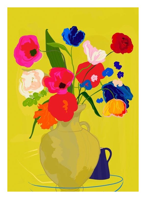 Rachel Joanis - Vase With Flower in Gold Poster (30x40 cm)