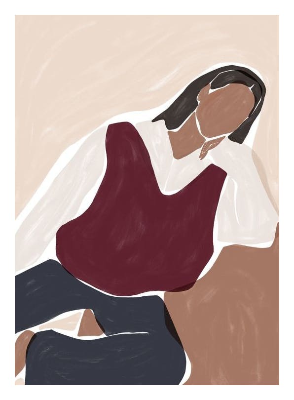 Ivy Green - Contemplating Illustration Print (50x70 cm)