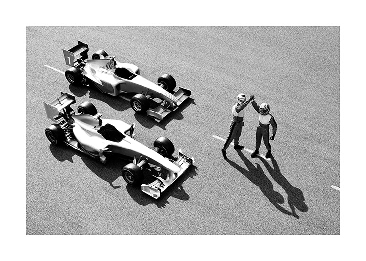 cool race cars black and white