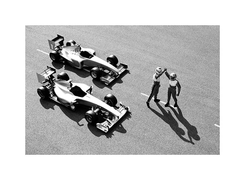 Race Winning Plakat (50x70 cm) - Sort-hvide fotos