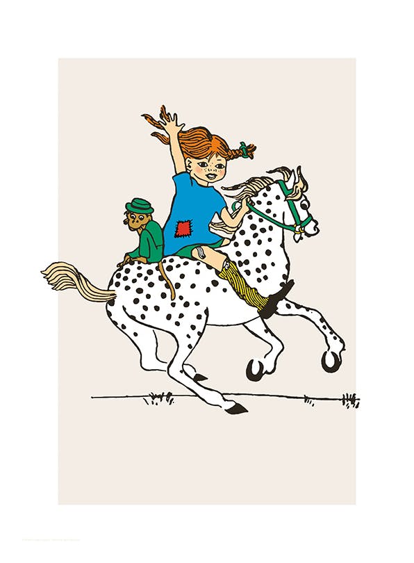 Prints - Pippi Longstocking Riding Print (50x70 cm) - Astrid Lindgren's posters