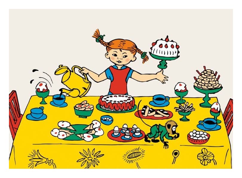 Pippi Longstocking and the Party Poster (30x40 cm)